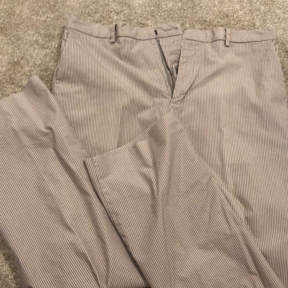 Calvin Klein gray pinstriped slacks